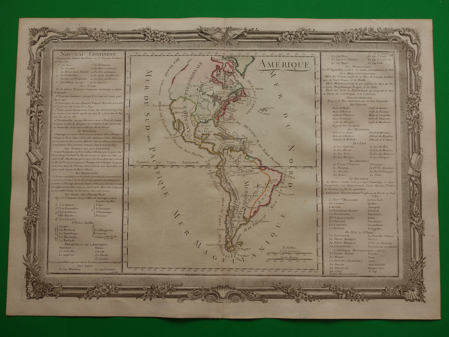 Grote Oude Landkaart Noord- en Zuid-Amerika uit 1761 Originele Antieke Kaart Verenigde Staten Canada
