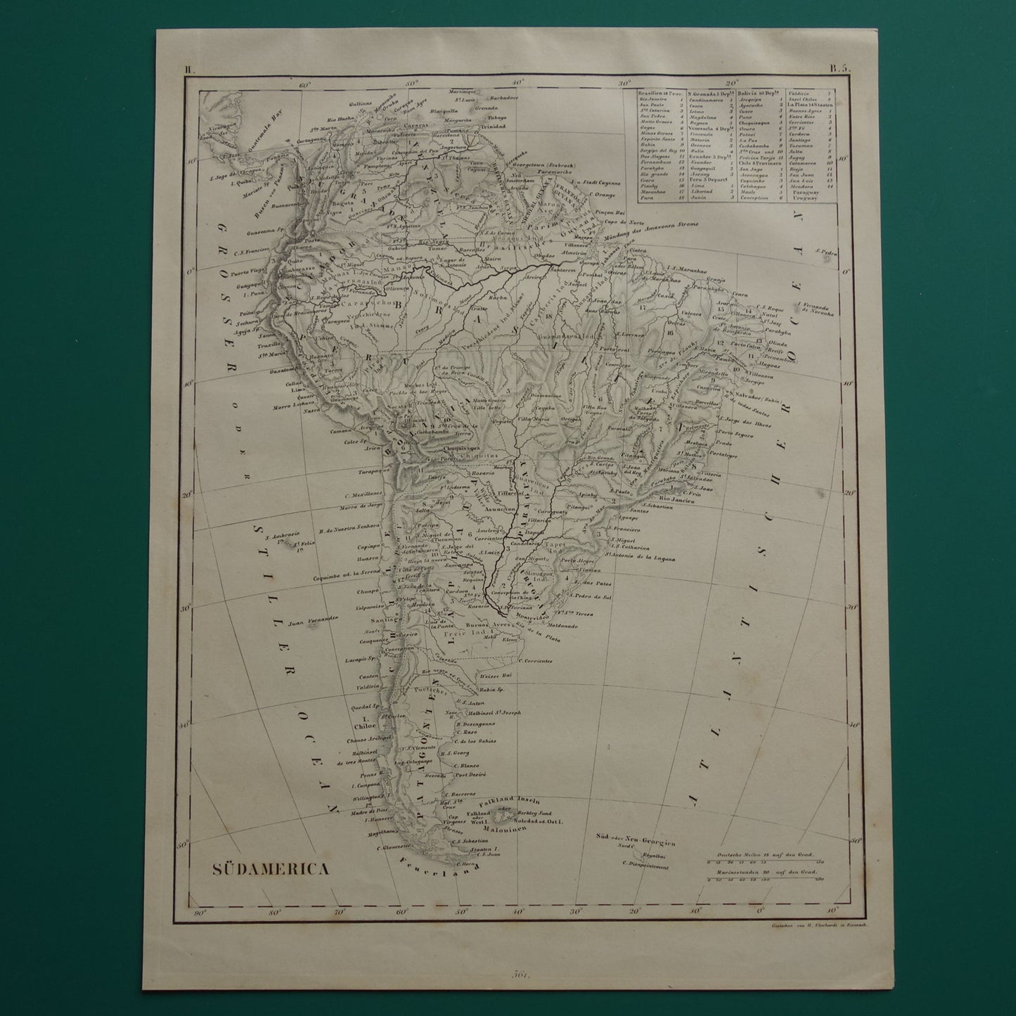 oude historische landkaarten van Zuid-Amerika 1849 kopen