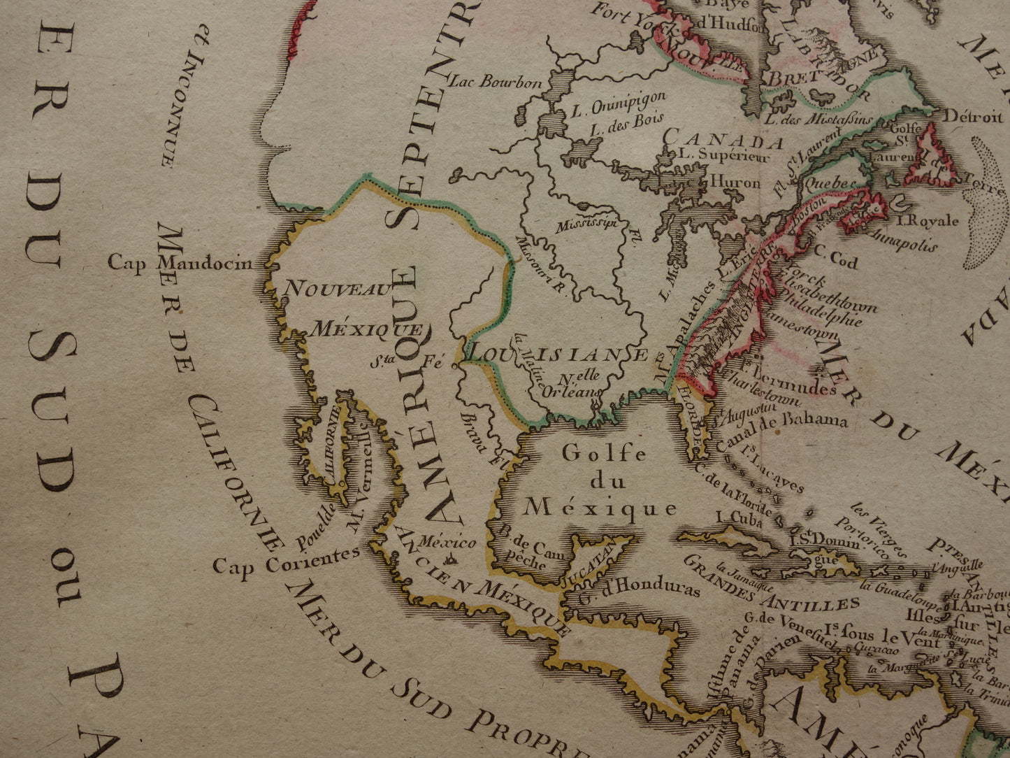 Grote Oude Landkaart Noord- en Zuid-Amerika uit 1761 Originele Antieke Kaart Verenigde Staten Canada