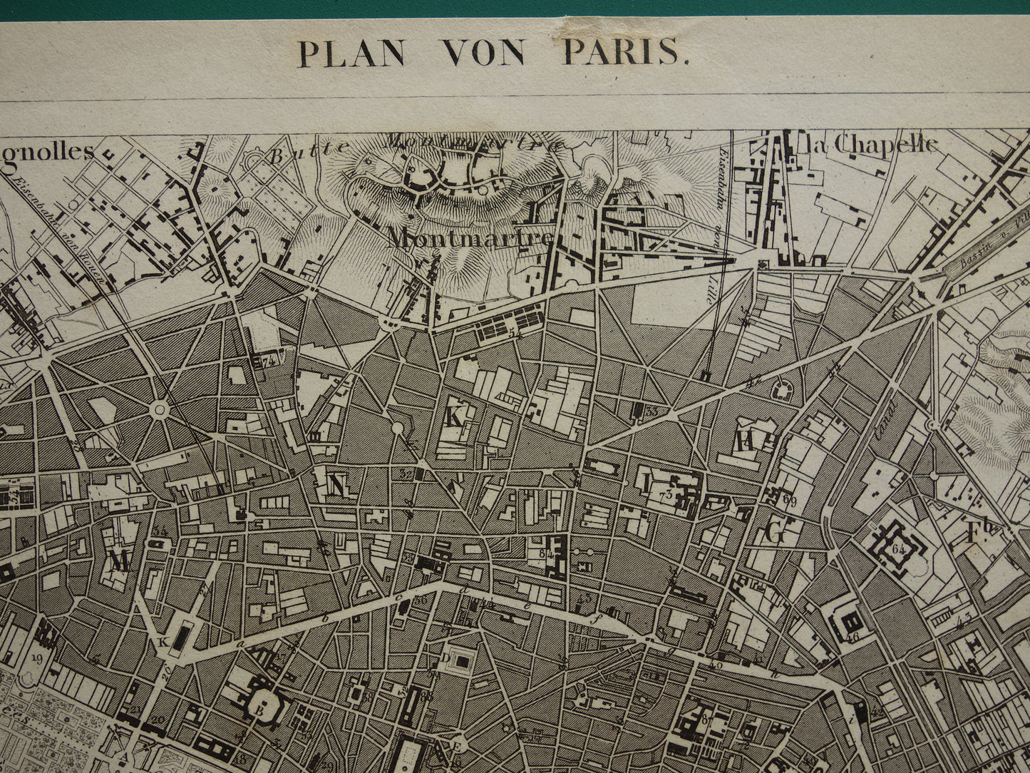 Oude plattegrond van Parijs 170+ jaar oude antieke kaart van Parijs uit 1849 originele vintage kaarten