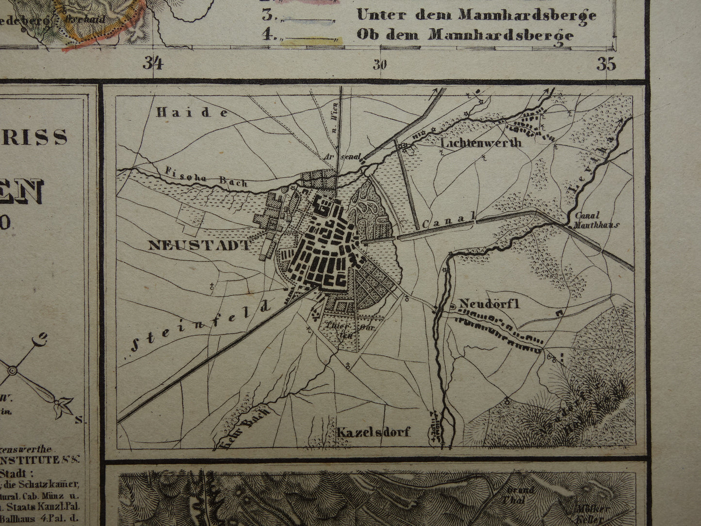 OOSTENRIJK oude kaart van het aartshertogdom Oostenrijk beneden de Enns met Wenen Baaden Neustadt in 1850 Gedetailleerde originele antieke vintage landkaart