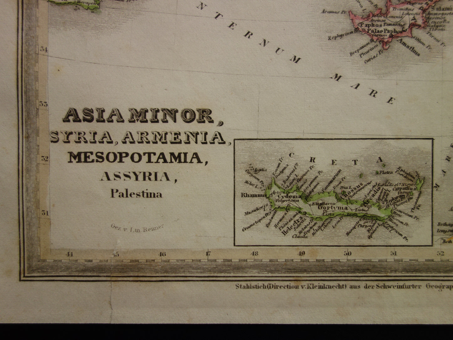 KLEIN AZIË oude kaart van Turkije Syrië Mesopotamië in de oudheid 1850 originele antieke landkaart Midden-Oosten geschiedeniskaart