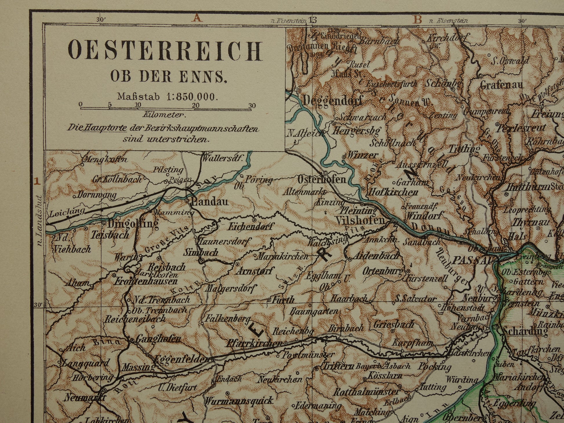 Oostenrijk in het jaar 1906 kaart landkaart