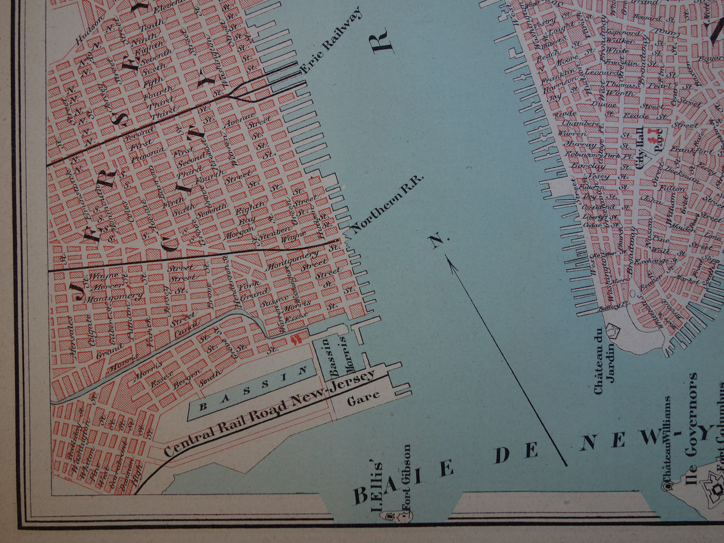 New York oude kaart van New York City uit 1877 originele antieke plattegrond vintage kaarten