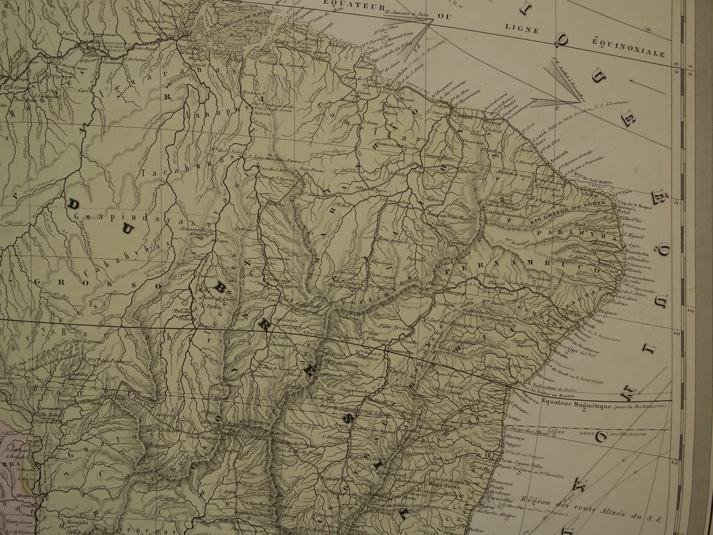 GROTE vintage landkaart van Zuid-Amerika 1880 originele oude antieke zeer grote kaart poster Brazilië