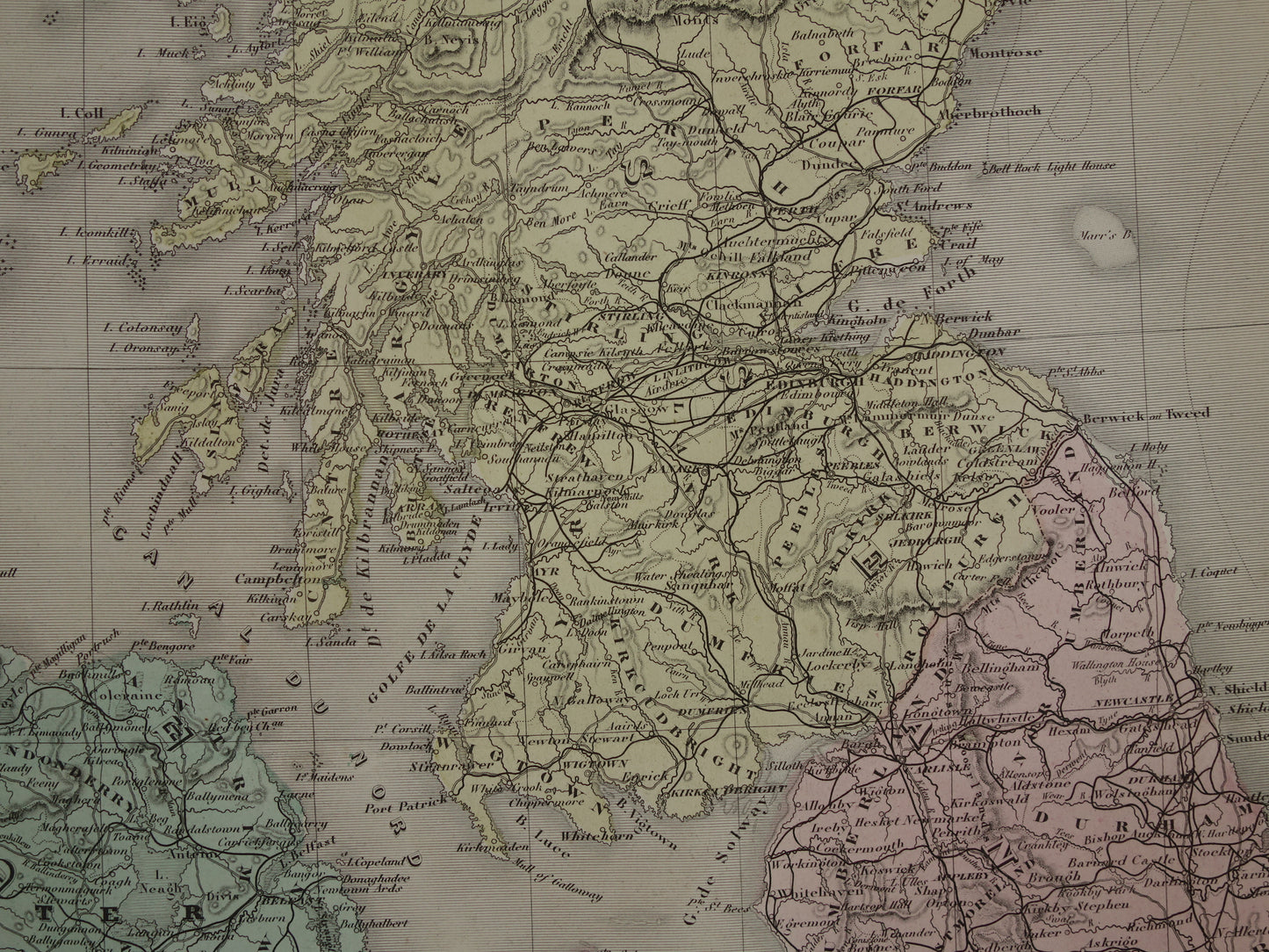 Oude landkaart van GROOT BRITTANIË en IERLAND Britse Eilanden Grote antieke Franse landkaart vintage poster