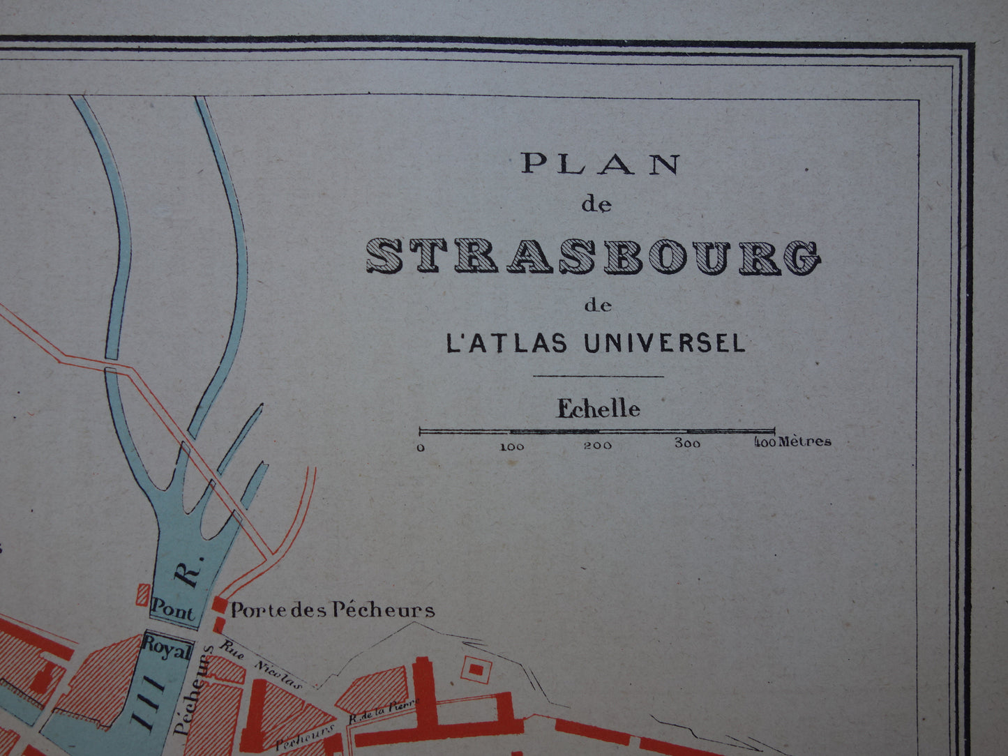 Straatsburg oude kaart van Strasbourg Frankrijk uit 1877 originele antieke plattegrond vintage kaarten
