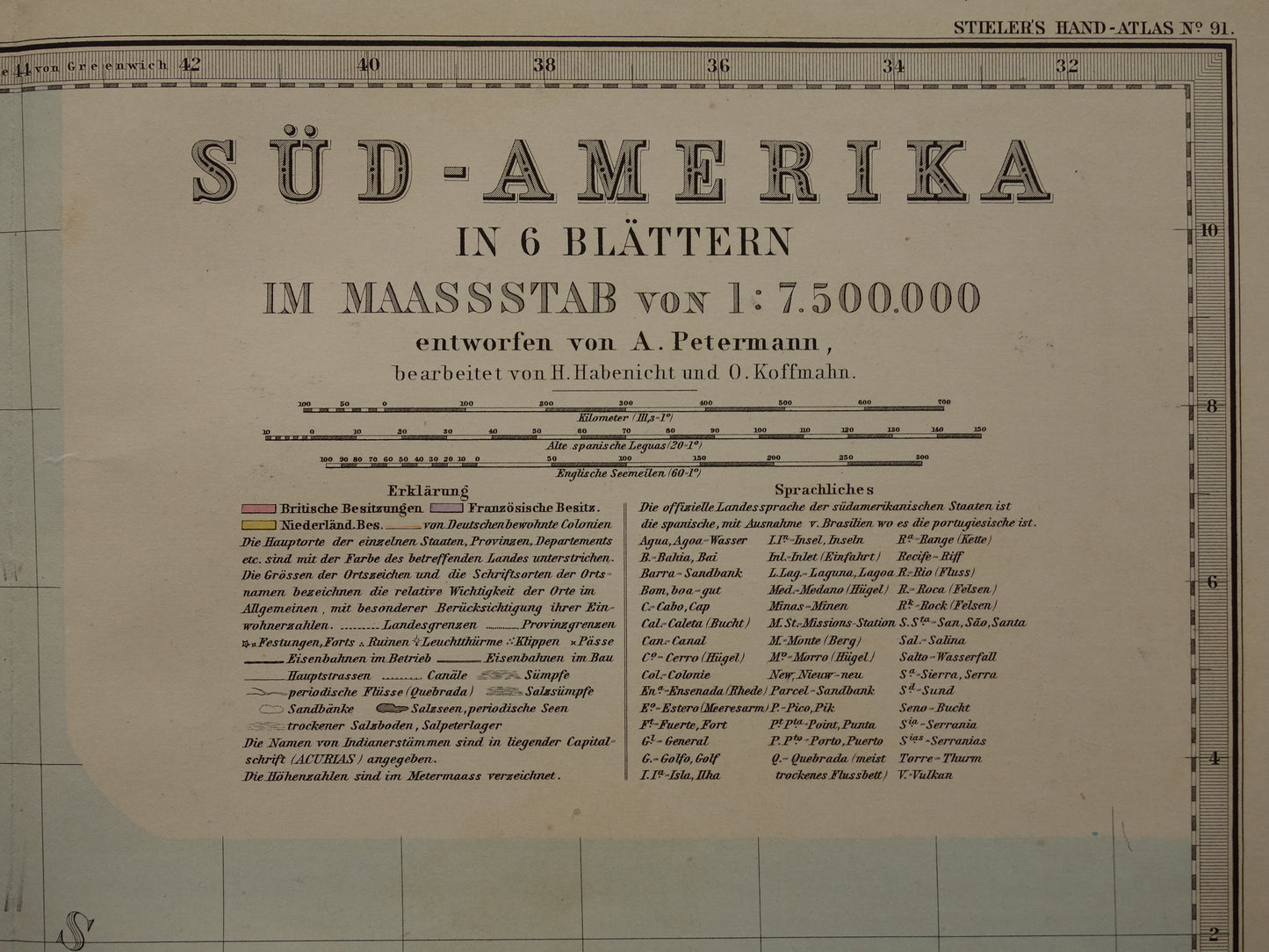 ZUID-AMERIKA Grote oude kaart uit 1885 van continent - originele antieke landkaart met jaartal - historische kaarten van Zuid-Amerika XL