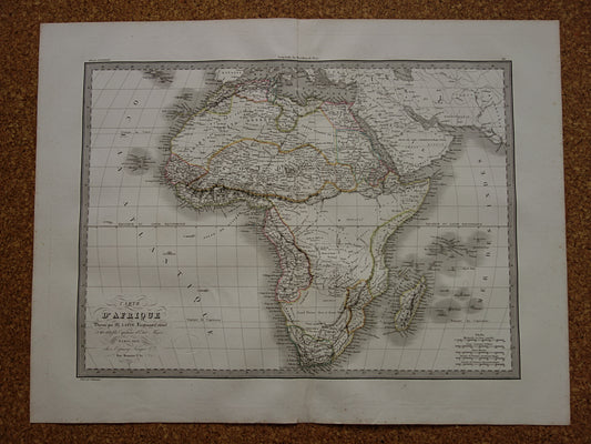 AFRIKA grote oude kaart van Afrika 190+ jaar oude landkaart van continent uit 1831 - originele vintage historische kaarten