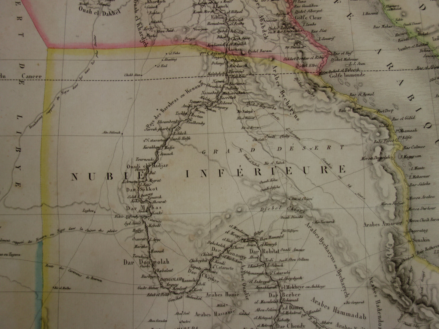 EGYPTE grote oude kaart van Rode Zee regio uit1829 antieke landkaart Sudan, Djibouti, Ethiopië en Saoedi-Arabië met jaartal - vintage poster Afrika