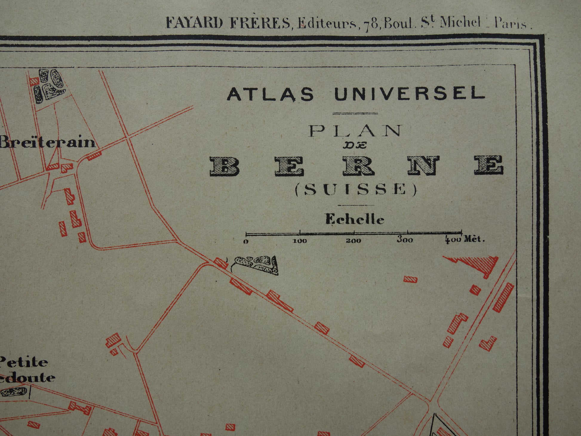 oude kaart van Bern Zwitserland originele antieke plattegrond