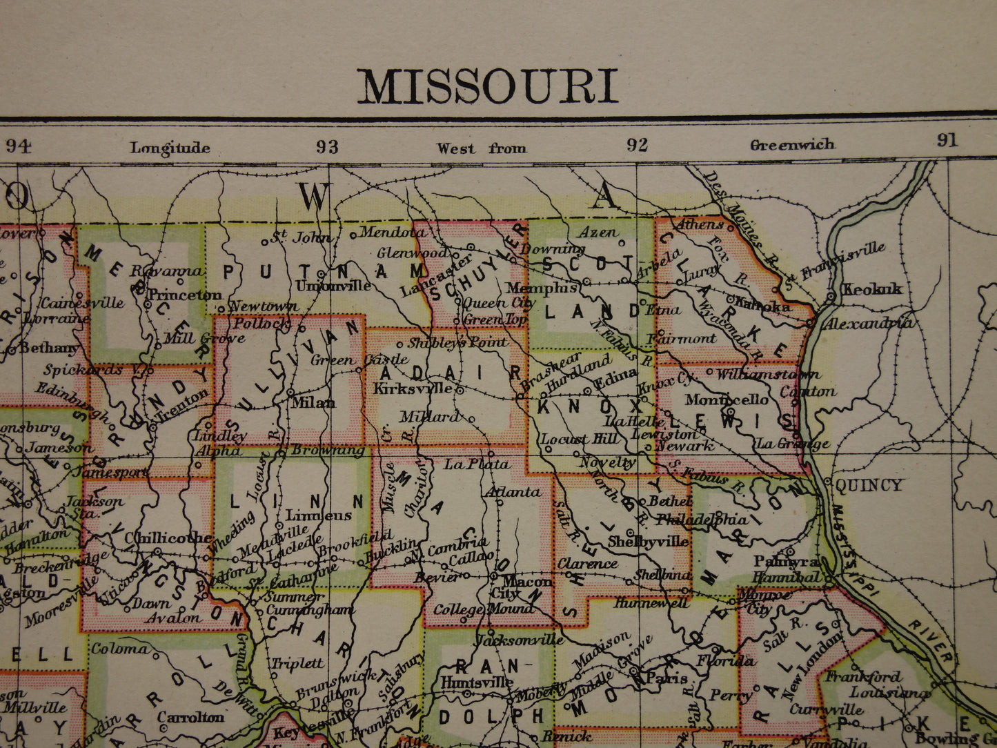 oude landkaarten van missouri in 1883 kopen