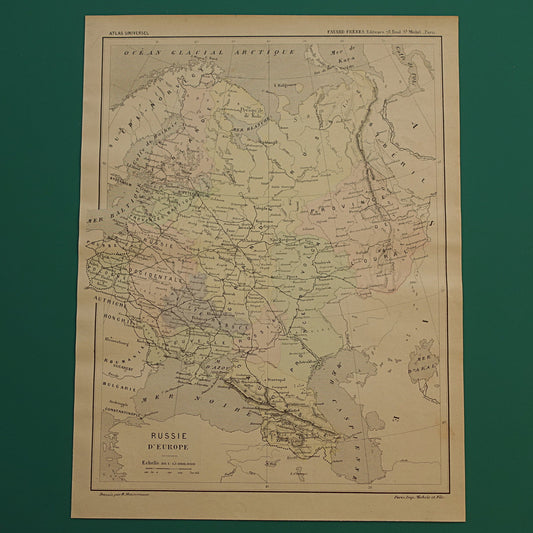 RUSLAND oude landkaart van Russische Rijk uit het jaar 1896 origineel handgekleurde antieke kaart historische print Polen Finland Oekraïne