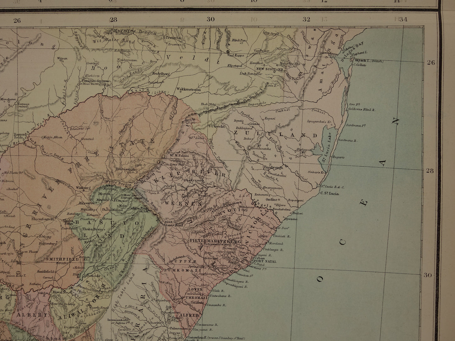grote originele antieke landkaarten kaarten van Natal Zuid Afrika winkel