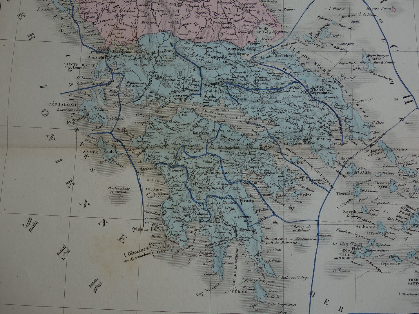 carte de la Grece moderne et l'archipel et de la partie meridionale de la Turquie brue levasseur