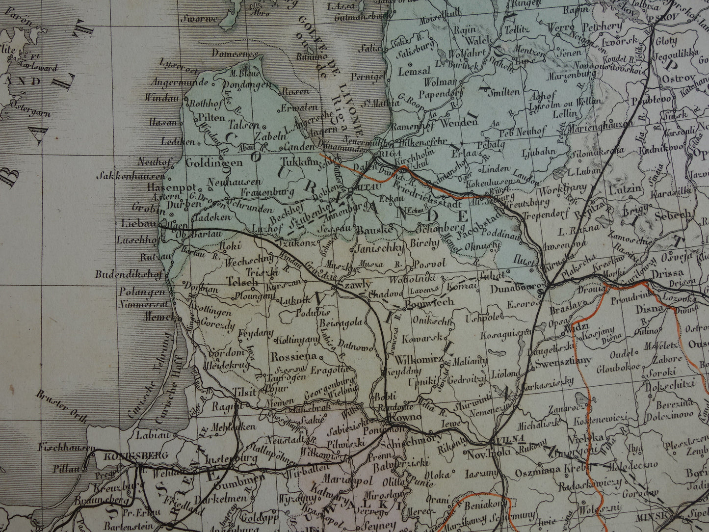Rusland antieke kaart van Europees Rusland met Polen en Baltische Staten 145+ jaar oude landkaart vintage historische kaarten