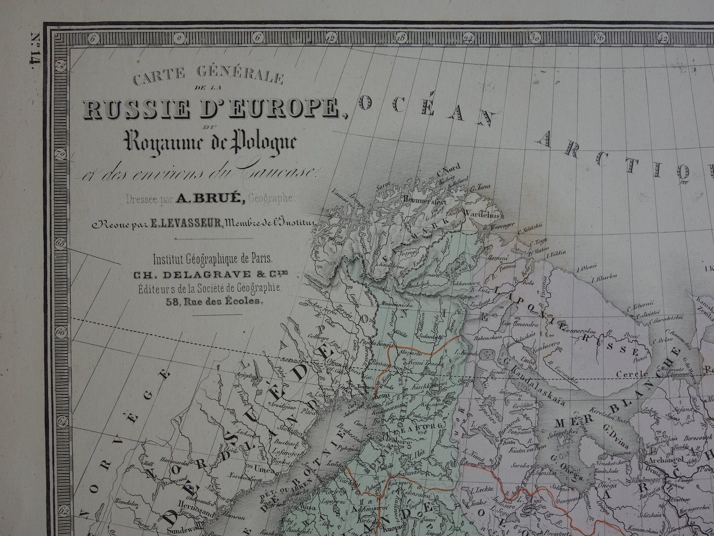  carte generale de la russie d'europe du royaume ode pologne et des environs caucase brue levasseur