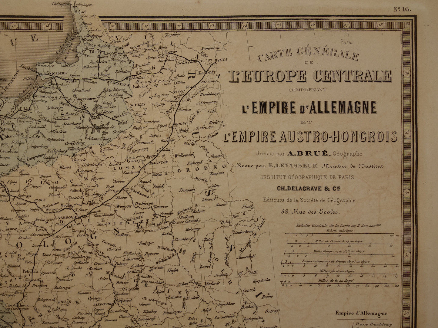 33 carte generale de l'europe centrale comprenant l'empire d'allemagne et l'empire austro-hongrois levasseur brue