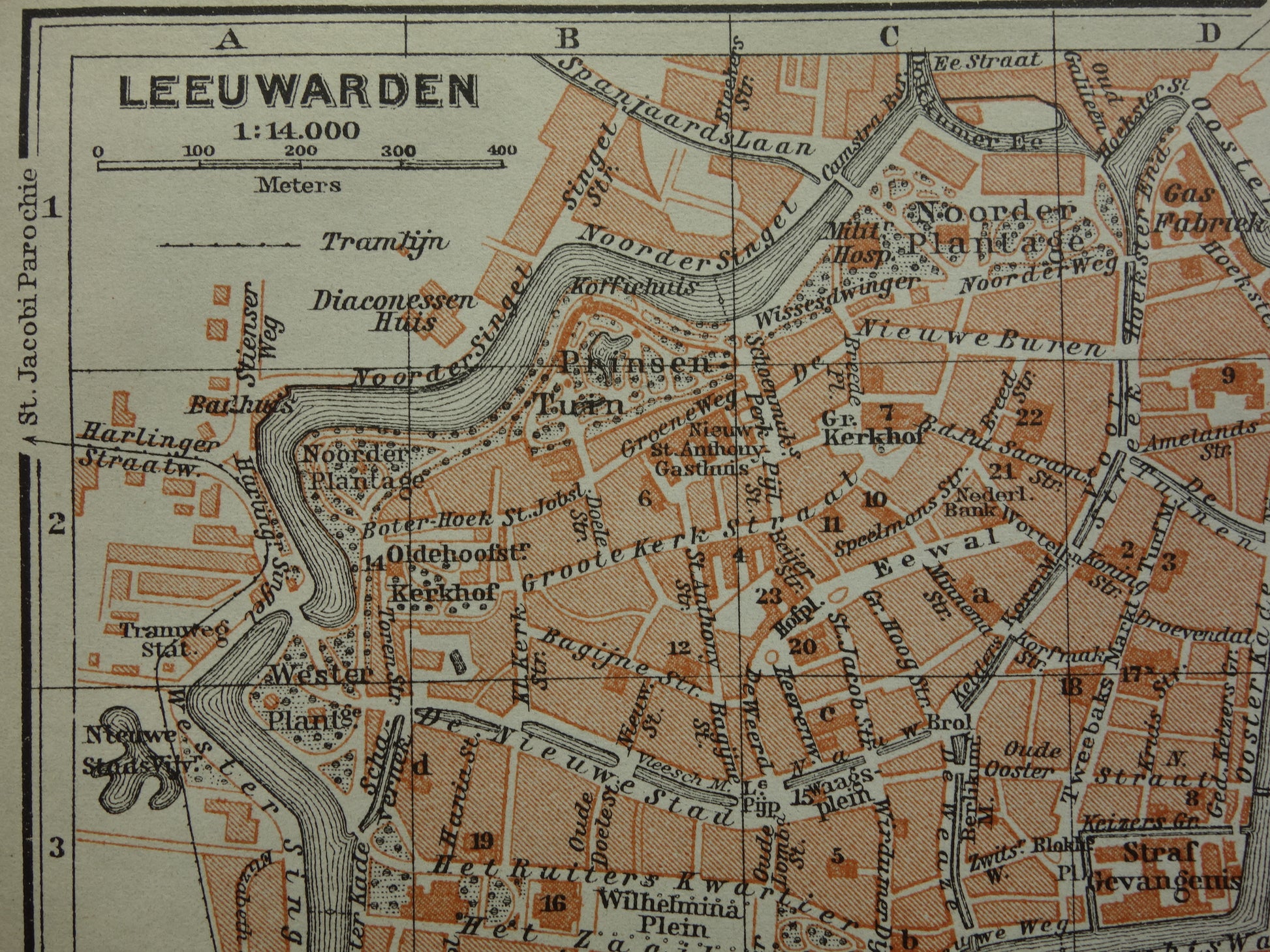 Leeuwarden in het jaar 1910 plattegrond kaart