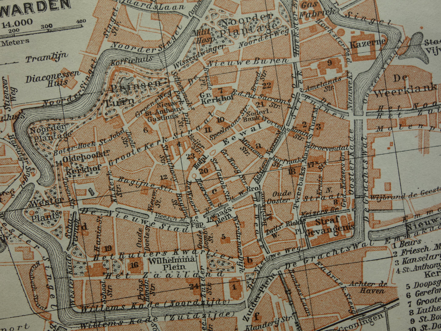 Leeuwarden oude kaart van Leeuwarden uit 1910 kleine originele antieke plattegrond vintage print