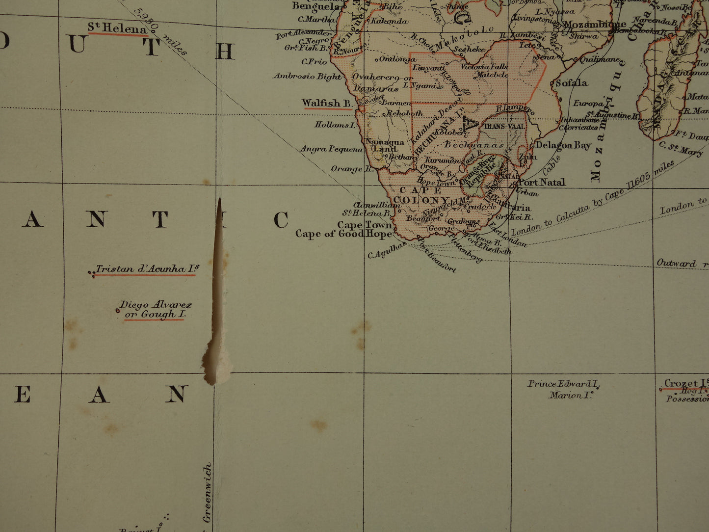WERELDKAART grote antieke kaart van de wereld in mercatorprojectie 1890 originele 130+ jaar oude wereldkaarten poster
