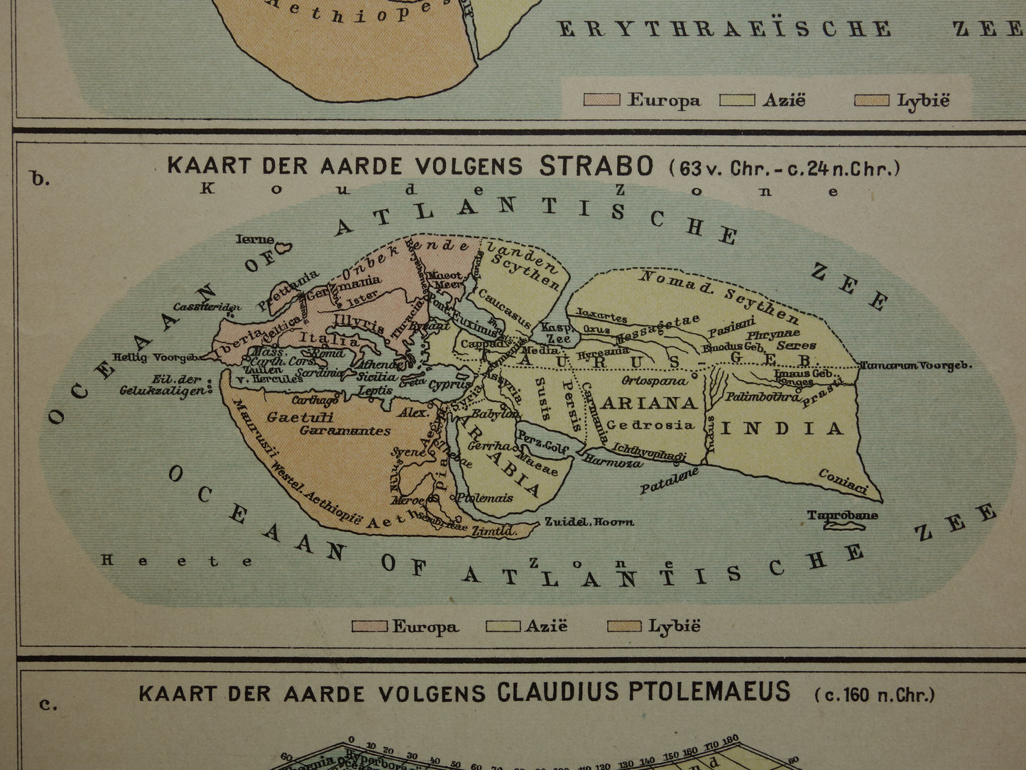 Geschiedenis van de cartografie oude kaarten van Herodotus Strabo en Ptolemaeus Kartografie Aardrijkskunde print
