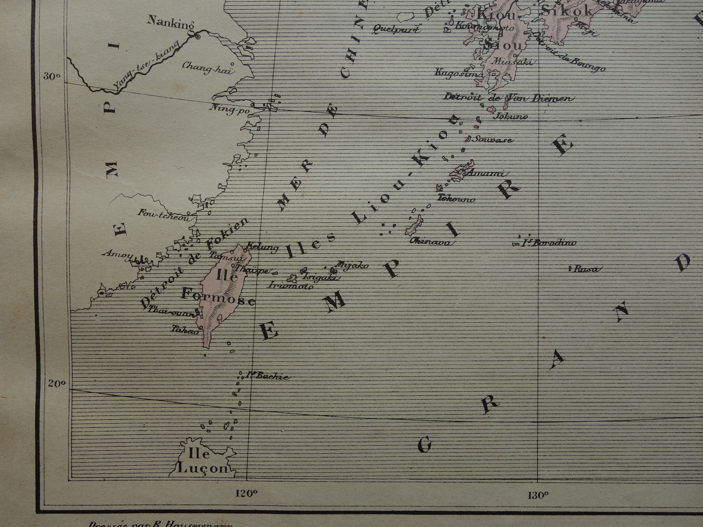 JAPAN Oude kaart van het Japanse Rijk uit het jaar 1896 historische landkaart Japan oude vintage kaarten
