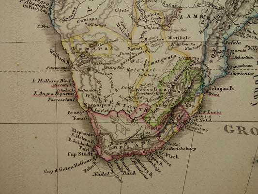 Oude kaart van Afrika in 1875 Grote originele antieke landkaart van Afrika historische kaarten