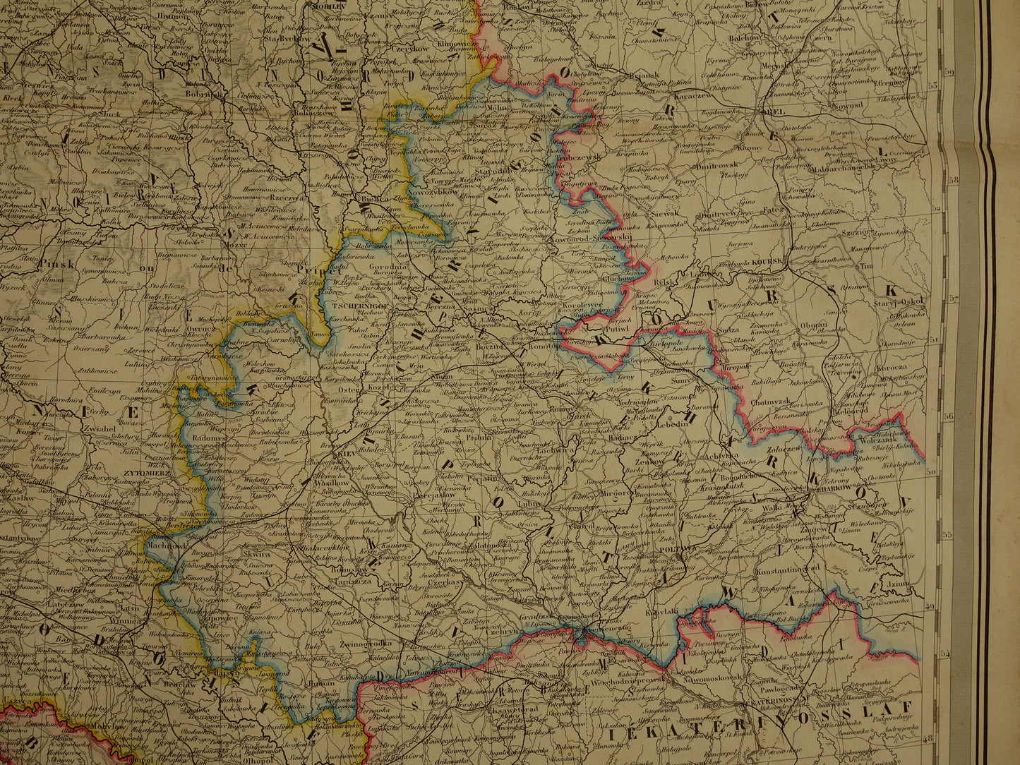 Baltische Staten oude kaart van Europees Rusland 1885 originele antieke landkaart poster Russische Rijk zeer groot formaat