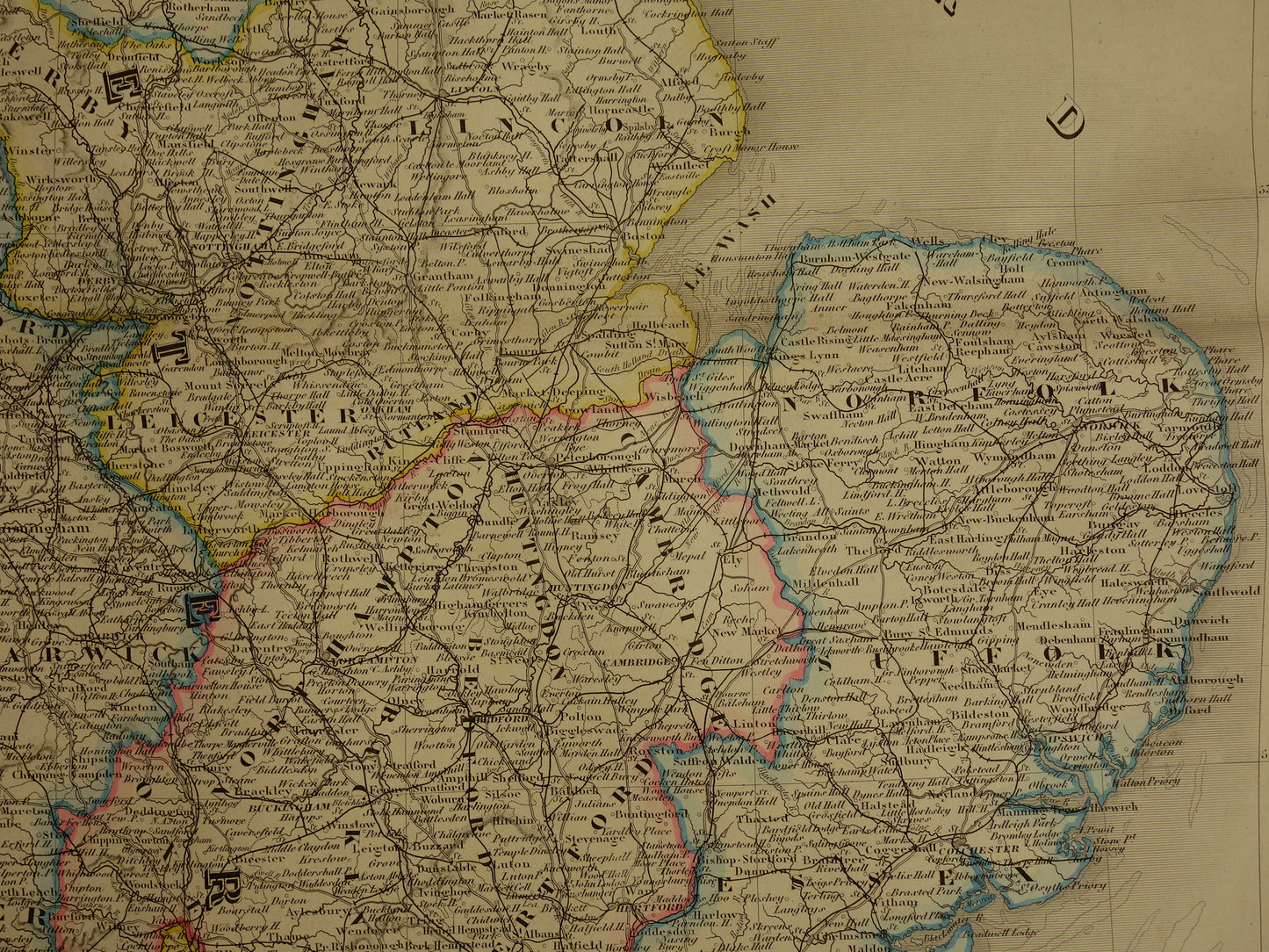 ENGELAND grote oude kaart van Engeland en Wales 1885 originele antieke landkaart London vintage poster