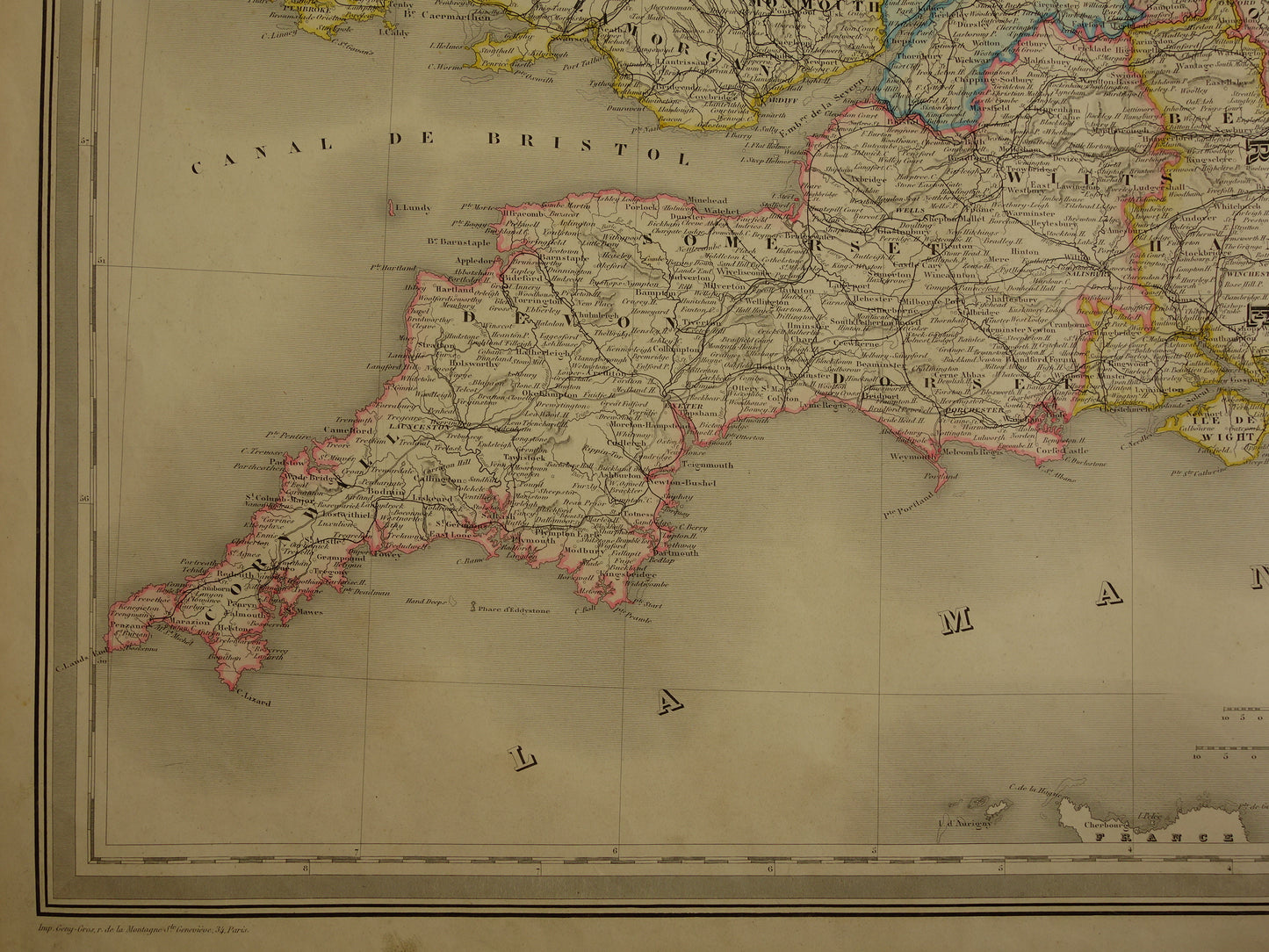 ENGELAND grote oude kaart van Engeland en Wales 1885 originele antieke landkaart London vintage poster