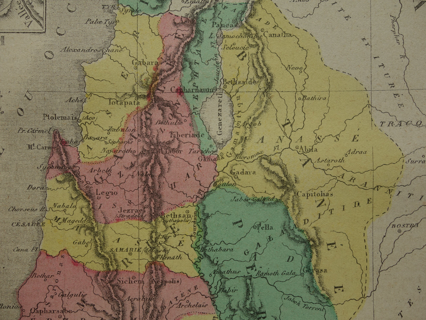 Oude kaart van Palestina in de klassieke oudheid Originele antieke landkaart Israël Libanon vintage kaarten