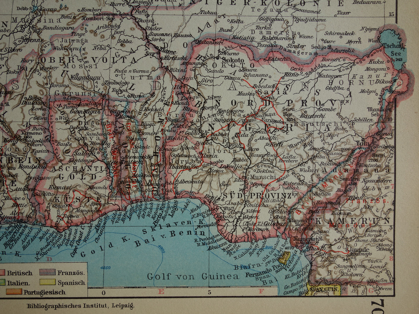Oude kaart van Noordwest-Afrika in 1928 Originele vintage kaart van Sahara Goudkust Sahel Guinea Senegal Nigeria