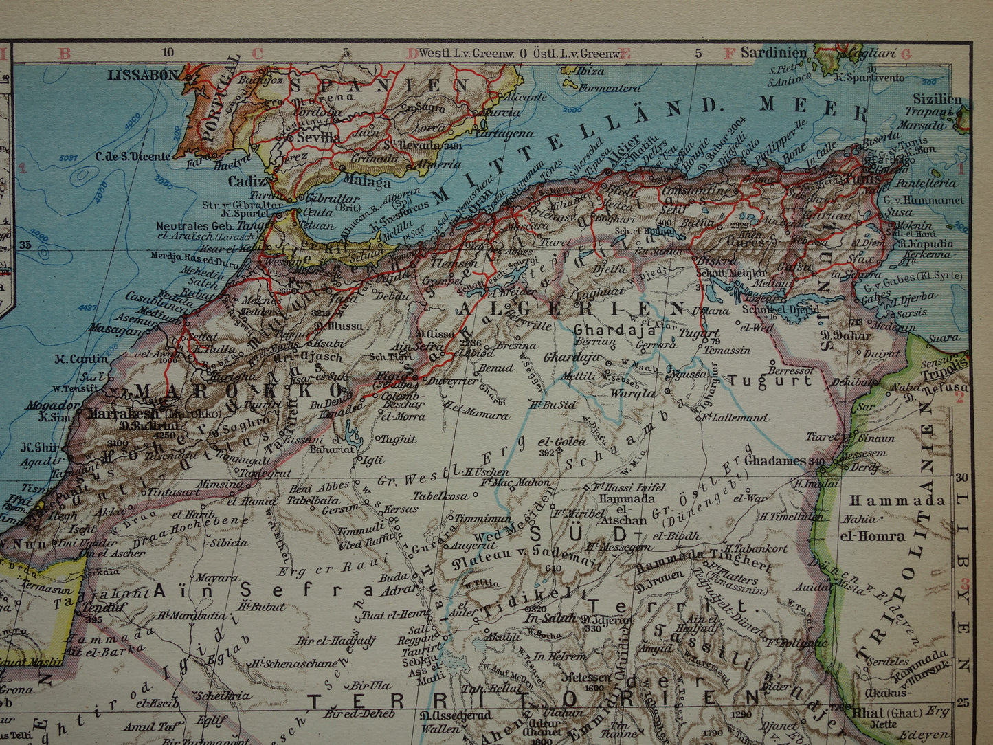 Oude kaart van Noordwest-Afrika in 1928 Originele vintage kaart van Sahara Goudkust Sahel Guinea Senegal Nigeria