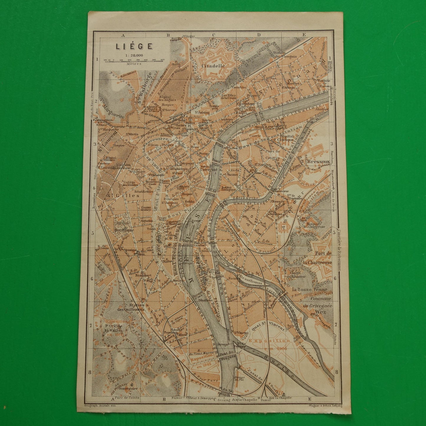 Oude kaart van Luik België uit 1904 originele antieke plattegrond Luik carte de Liège vintage kaarten