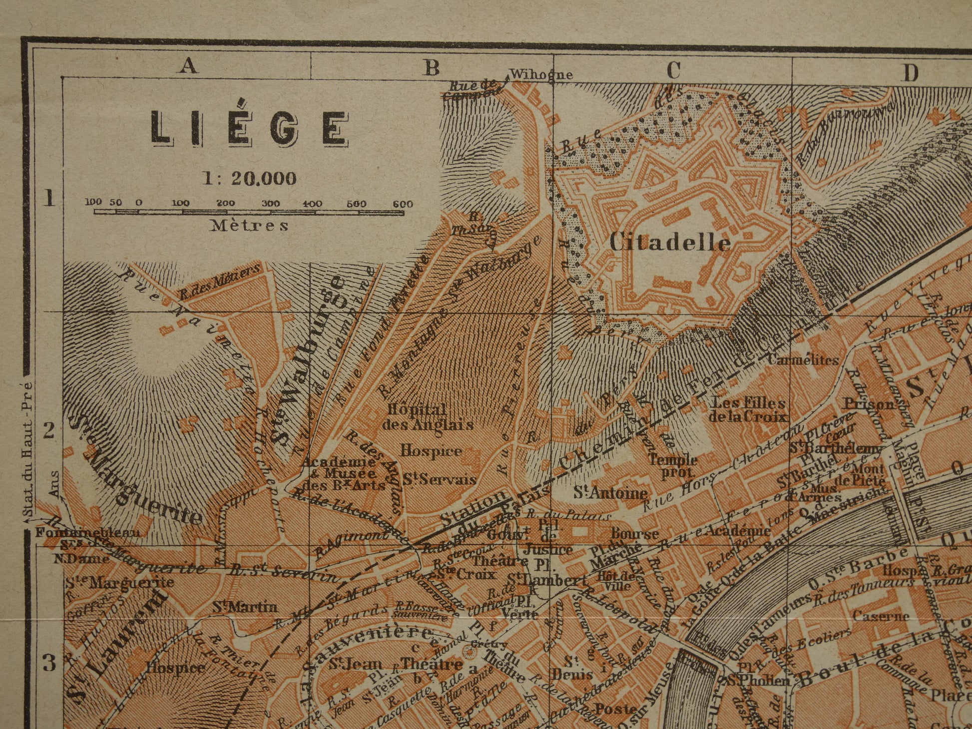Luik Belgie in het jaar 1904 kaart plattegrond