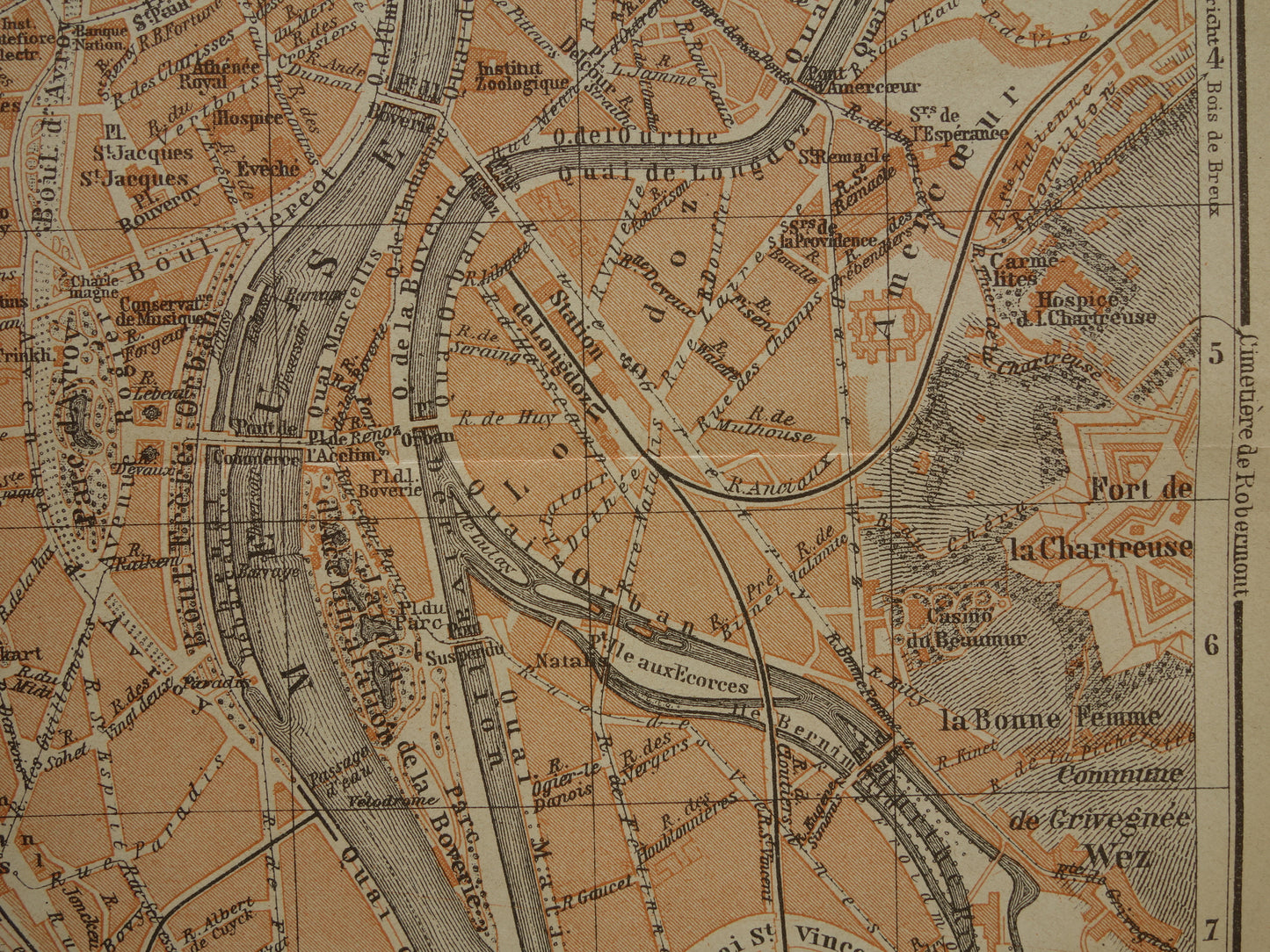 Oude kaart van Luik België uit 1904 originele antieke plattegrond Luik carte de Liège vintage kaarten