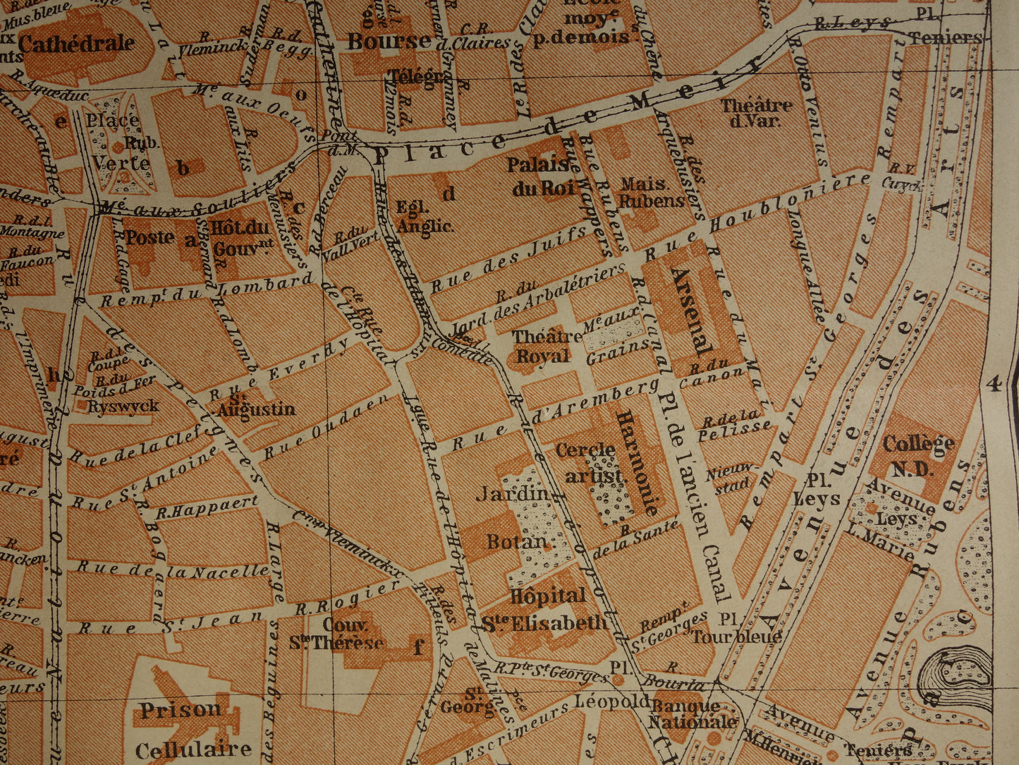 ANTWERPEN oude kaart van Antwerpen centrum België uit 1904 kleine originele antieke plattegrond landkaart