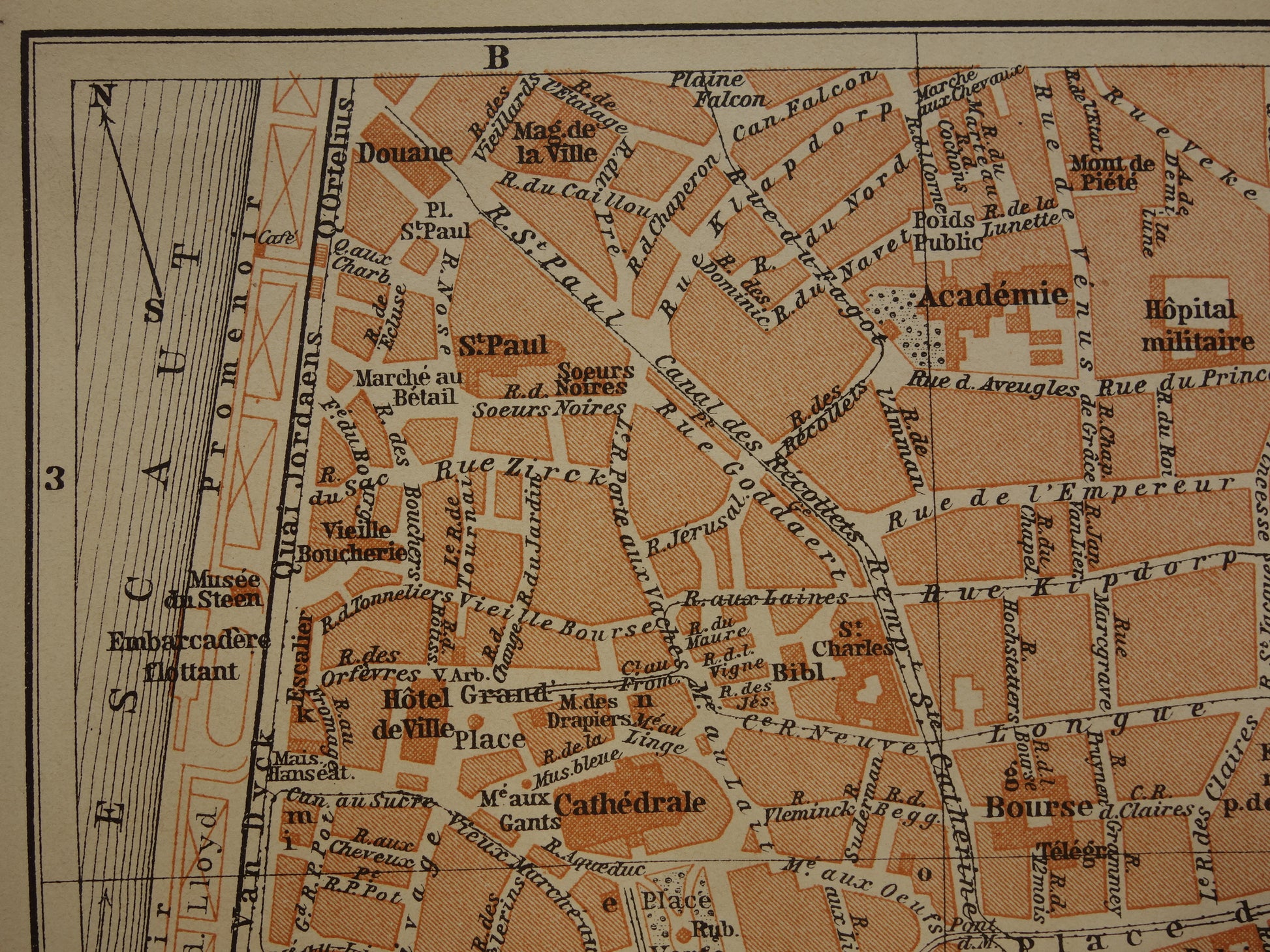 oude plattegrond kaart Antwerpen centrum 1905 kopen