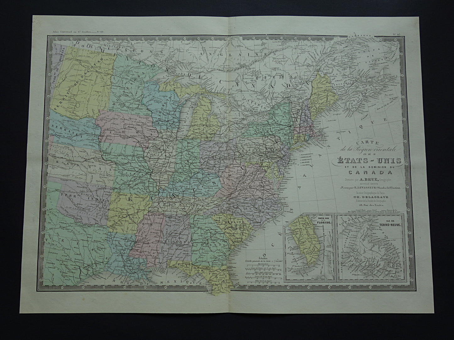 VERENIGDE STATEN antieke kaart van de VS 140+ jaar oude landkaart van Oostkust Amerika USA originele vintage historische Kaarten