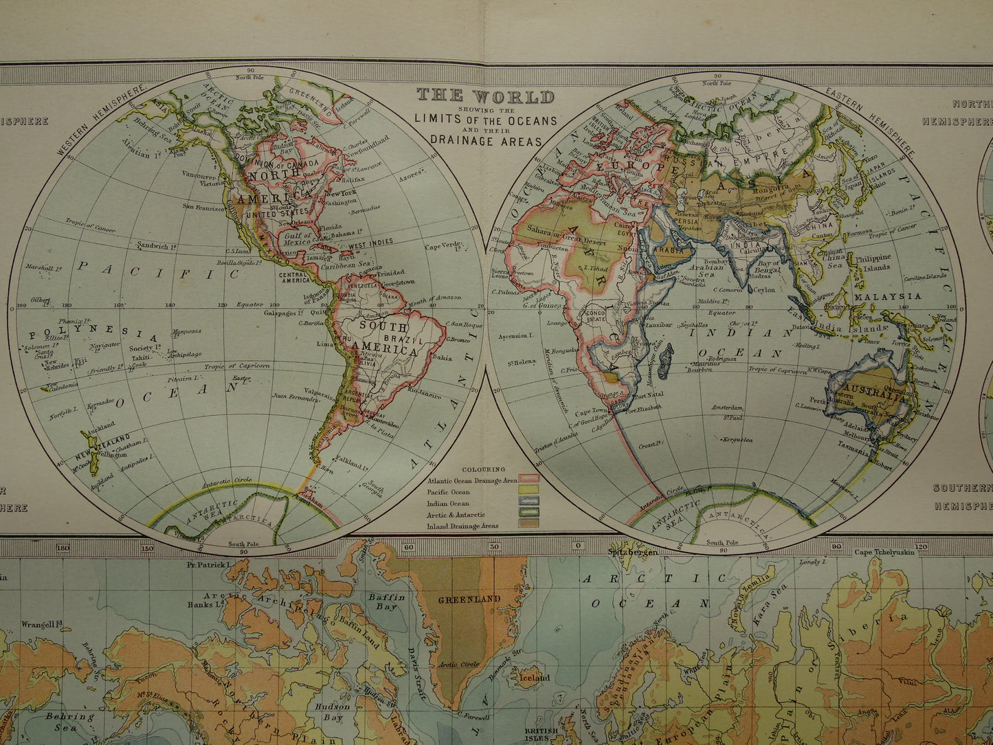 historische kaart van de wereld uit 1890