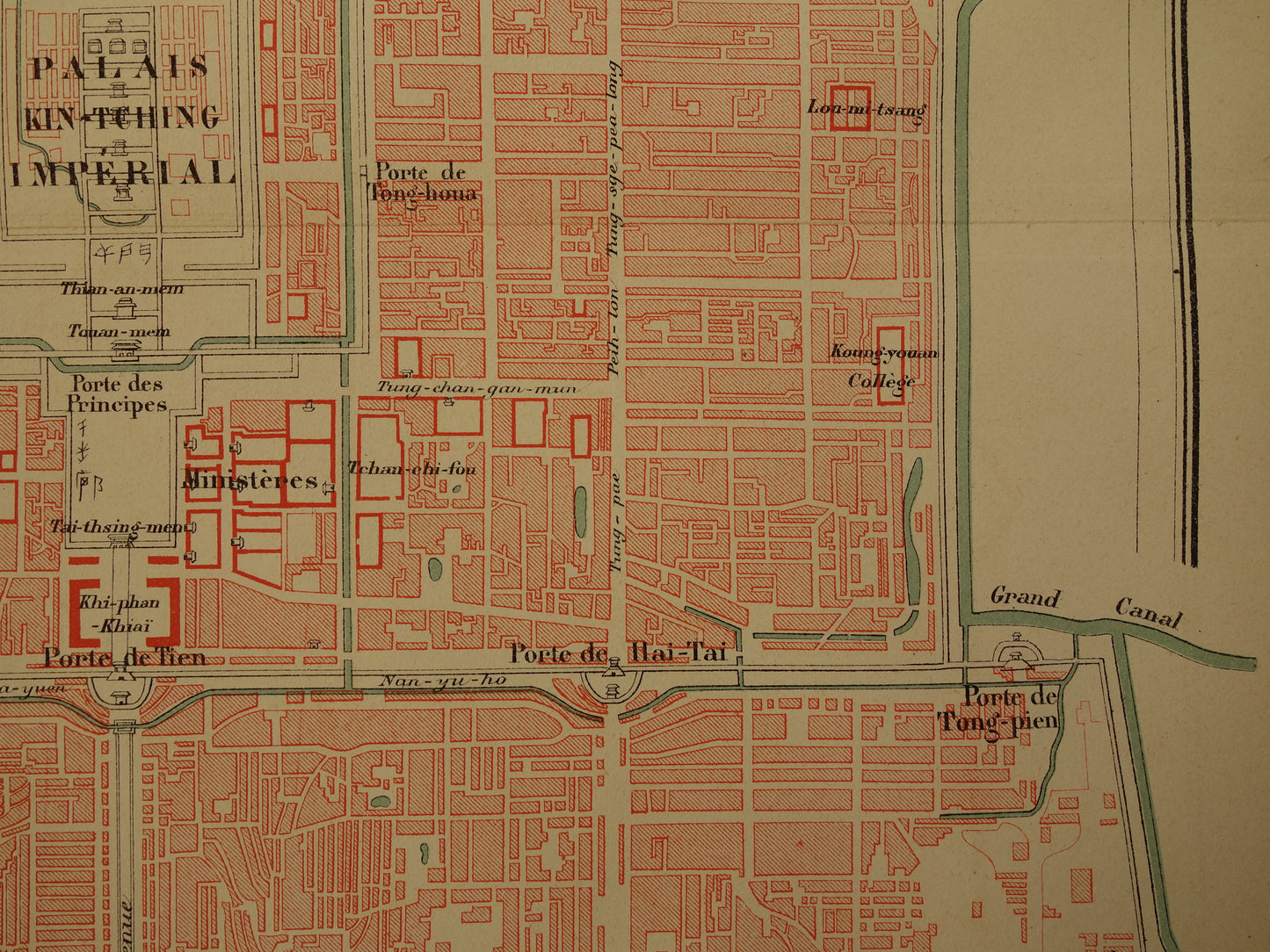 Beijing Oude kaart van Peking China uit 1879 originele antieke Franse plattegrond historische kaarten Verboden Stad
