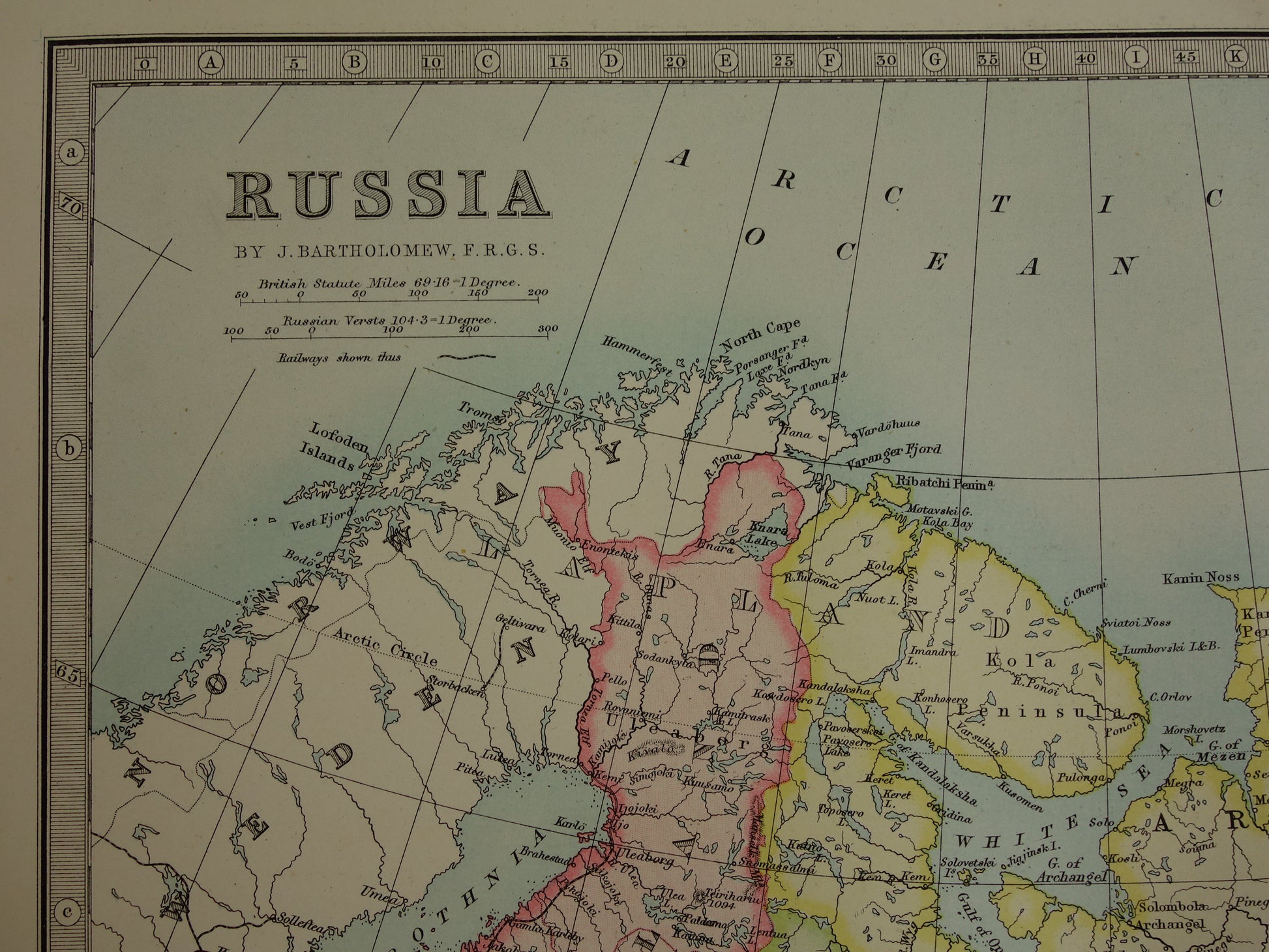 rusland in 1890 antieke historische kaart