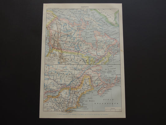 CANADA Oude landkaart van Canada uit 1902 Originele antieke kaart vintage print
