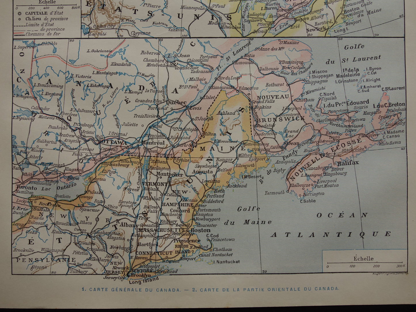 CANADA Oude landkaart van Canada uit 1902 Originele antieke kaart vintage print