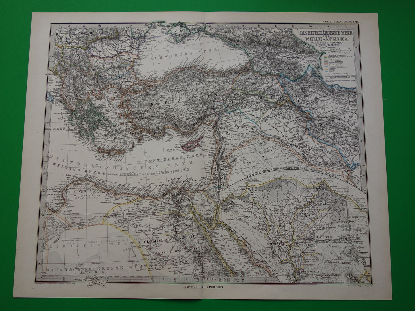 oude kaart van het ottomaanse rijk en middellandse zee antieke landkaart te koop
