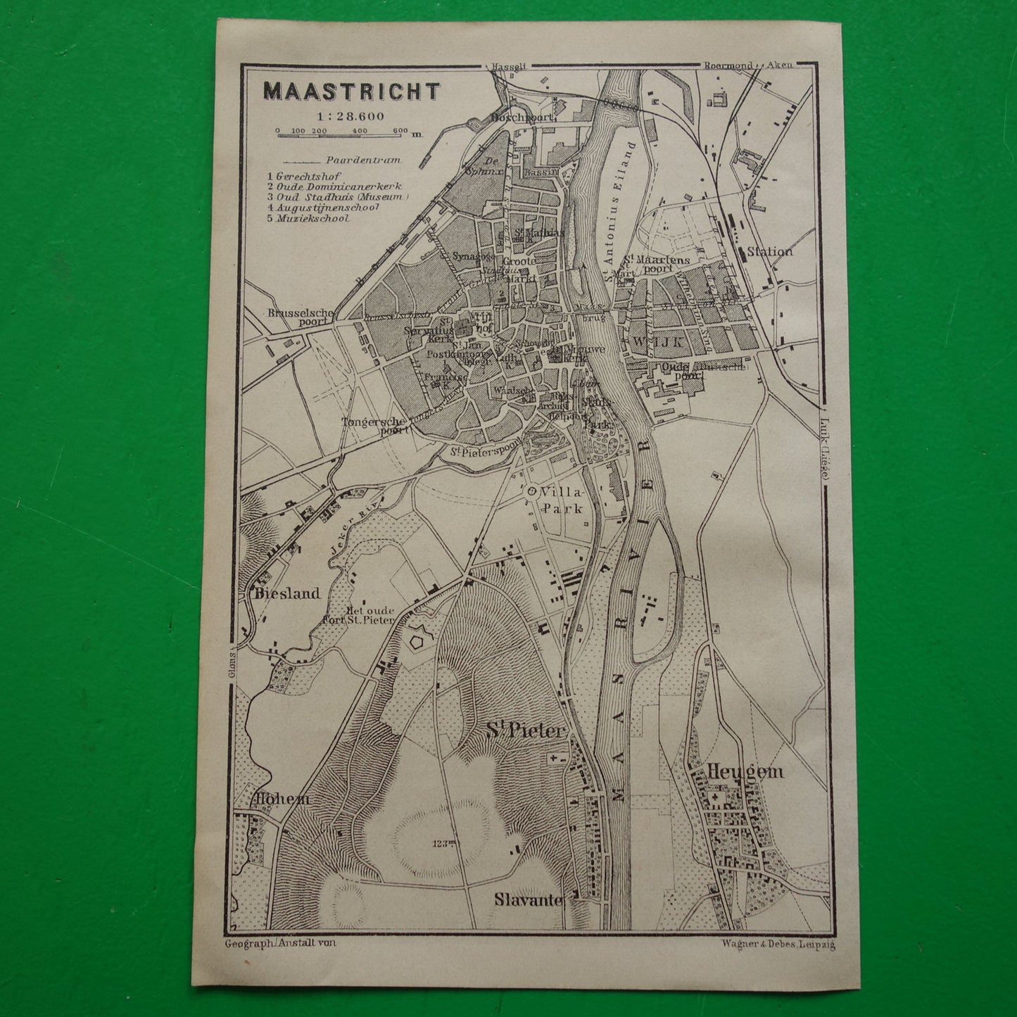 MAASTRICHT oude kaart van Maastricht en Sint-Pietersberg uit 1904 kleine originele antieke plattegrond landkaart