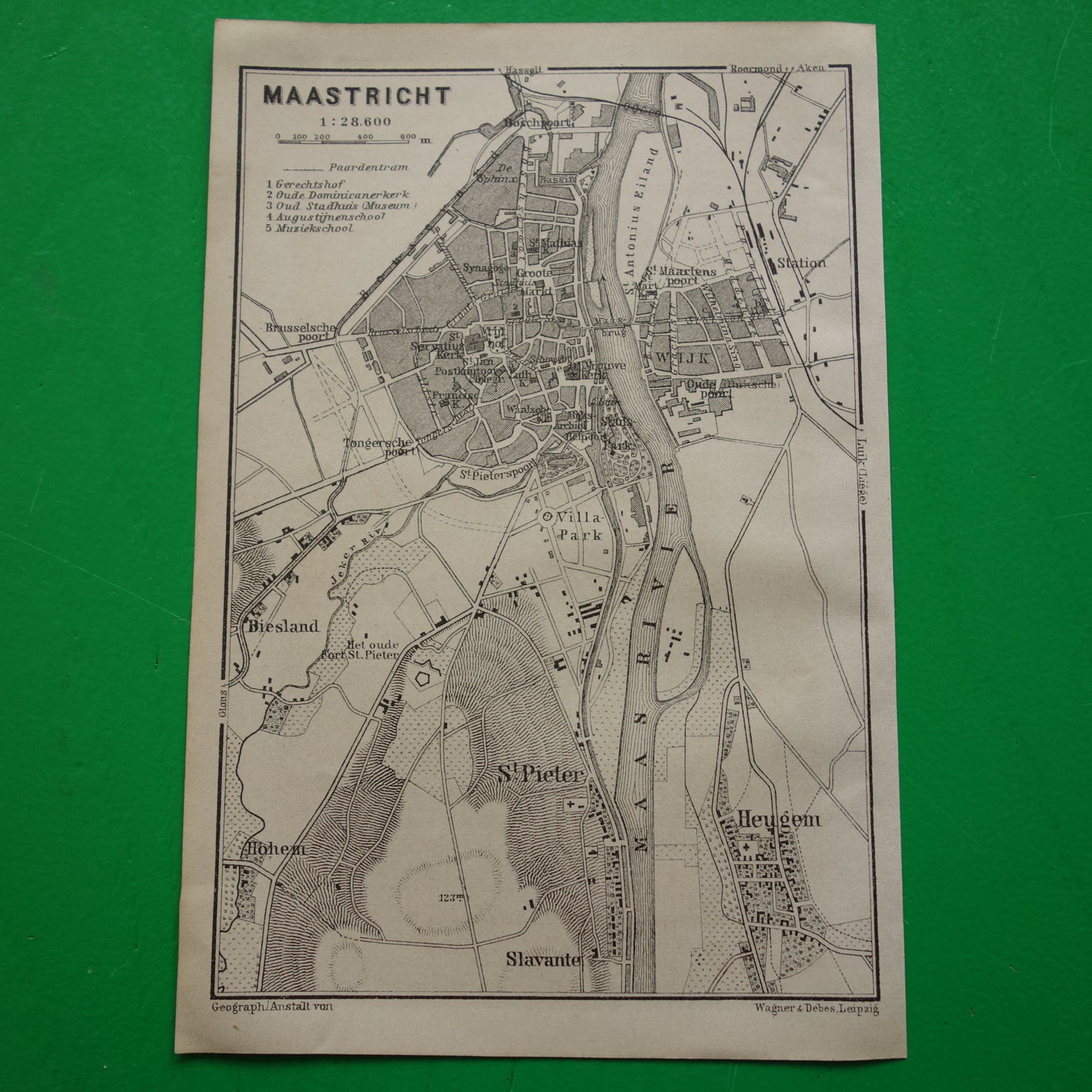 originele oude kaart Maastricht uit 1904