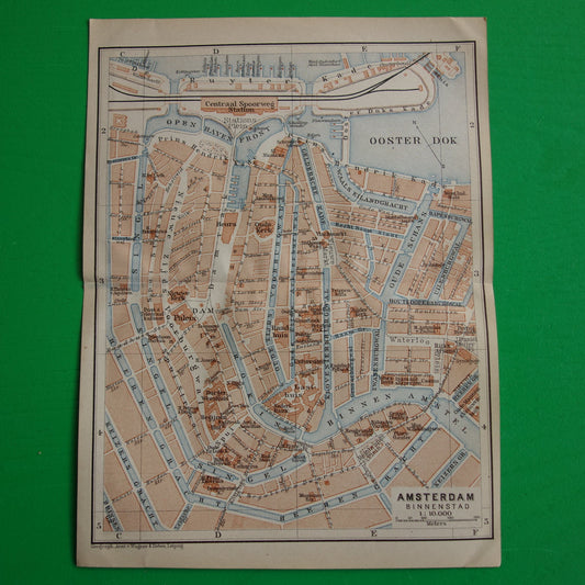 kleine antieke historische plattegrond kaart van Amsterdam