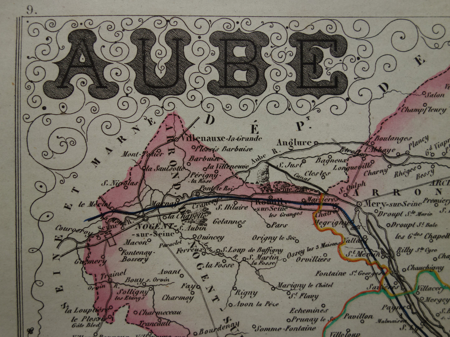 Aube Frankrijk historische kaart